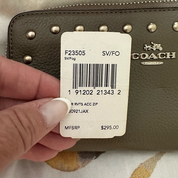 Coach Grey Leather Wallet with Silver Studs - Picture 1 of 6